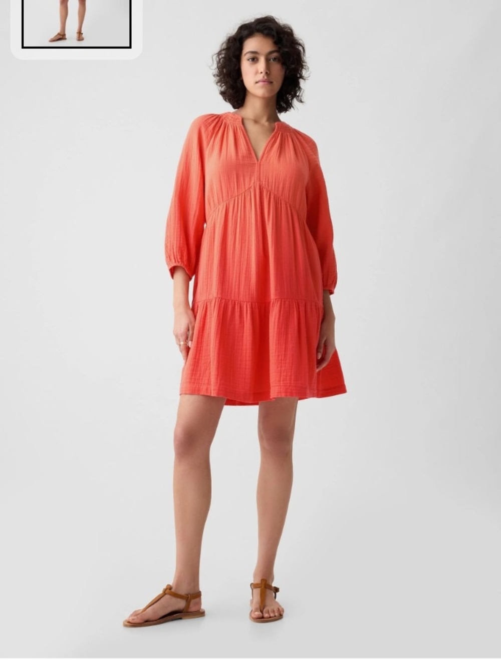 GAP Crinkle Gauze Tiered Mini Dress Size M